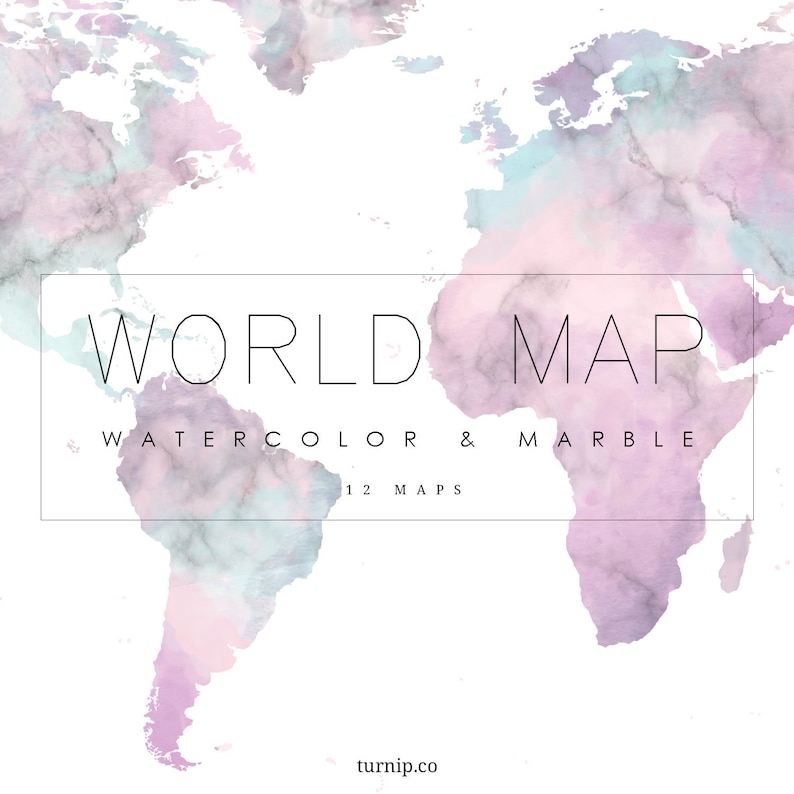 Watercolor World Map Clipart Download Cartoon PNG