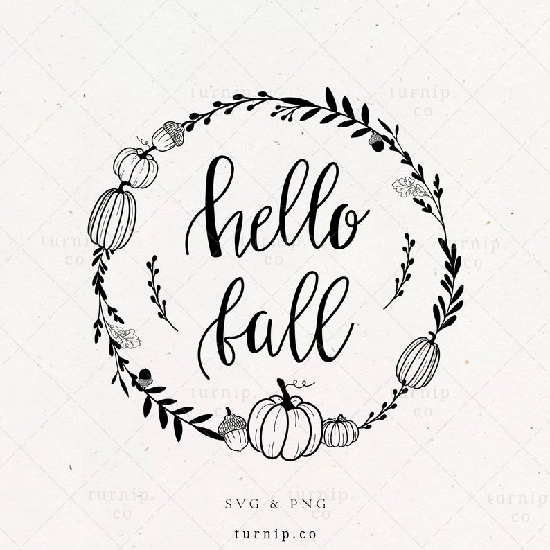 Download Hello Fall SVG Pumpkin Wreath Sublimation Clipart Fall | Etsy