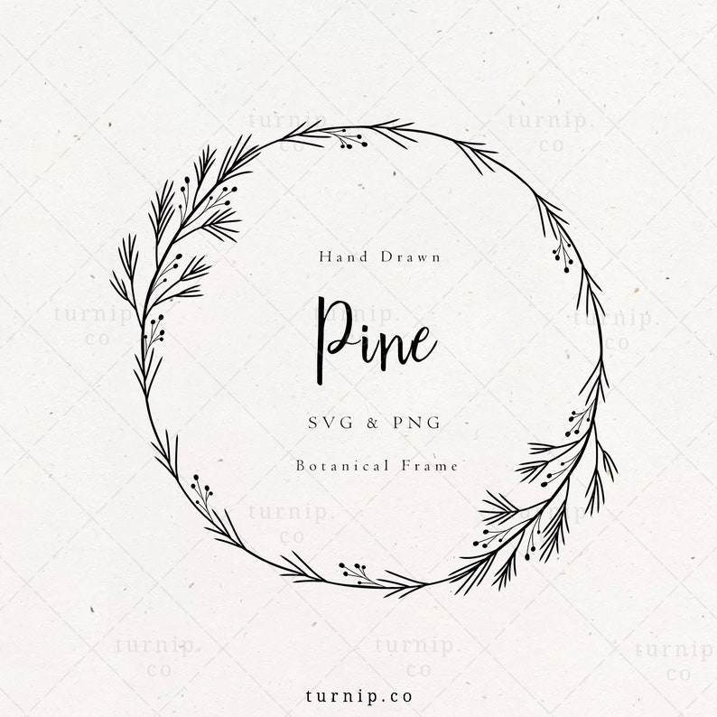 PINE wreath SVG Christmas Wreath Clipart Holly Laurel Frame | Etsy