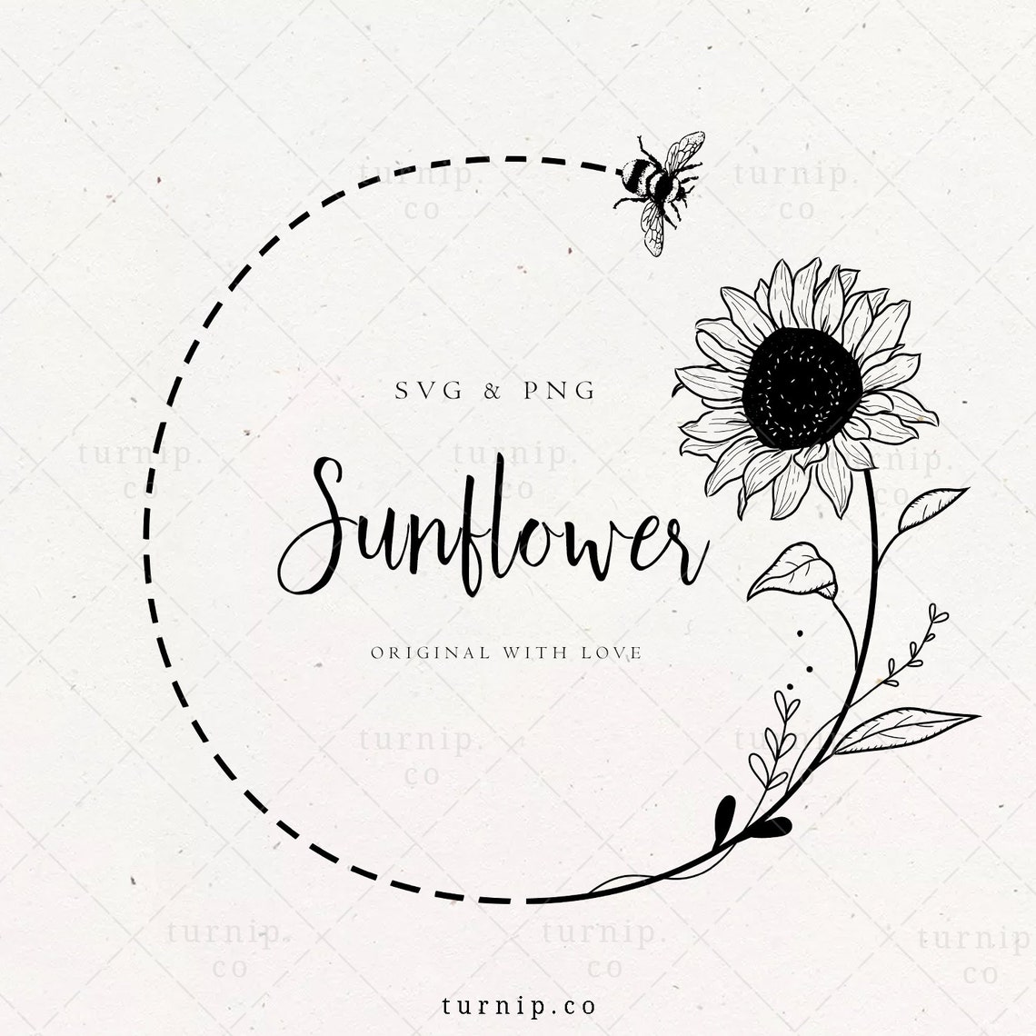 Sunflower and Bee Wreath SVG Monogram Frame Floral Border - Etsy