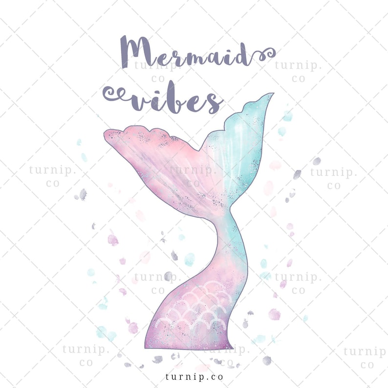 Mermaid Vibes Sublimation Clipart Graphic Cartoon PNG