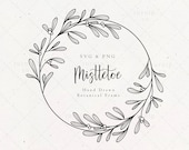 Mistletoe Wreath SVG PNG Clipart Sublimation Graphic Christmas Holiday Garland Drawing Design Simple Circle Leaf Botanical Download