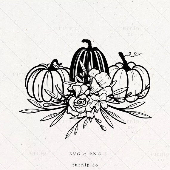 Floral Pumpkin SVG Flower Bouquet Pumpkin Clipart Autumn Etsy Canada