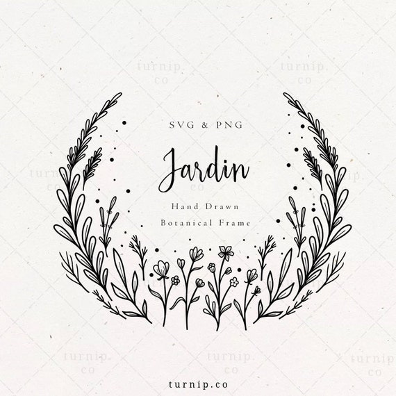 Download Clip Art Art Collectibles Birth Announcement Packaging Logo Design Handmade Tag Commercial Use Floral Wreath Svg Doodle Botanical Frame Round Border For Baby Onesie