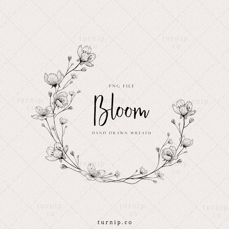Wild flower Wreath Clipart floral wreath PNG Wedding Logo | Etsy