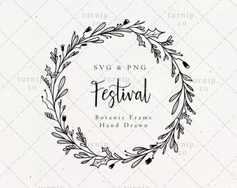 Christmas Wreath Holy Glanzbilder SVG & PNG Clipart Sublimation Graphic Design / Botanical Border Frame Floral Wood Art Holiday Sign Print