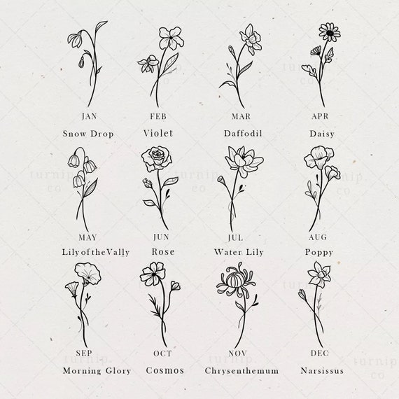Birth Flowers SVG & PNG Clipart avec couronne paquet floral - Etsy Canada
