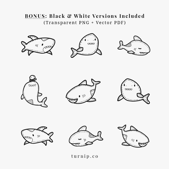 Baby Shark Clipart Png Vector Cartoon Images Black And Etsy Baby Shark Clipart Png Vector Cartoon Images Black And Etsy