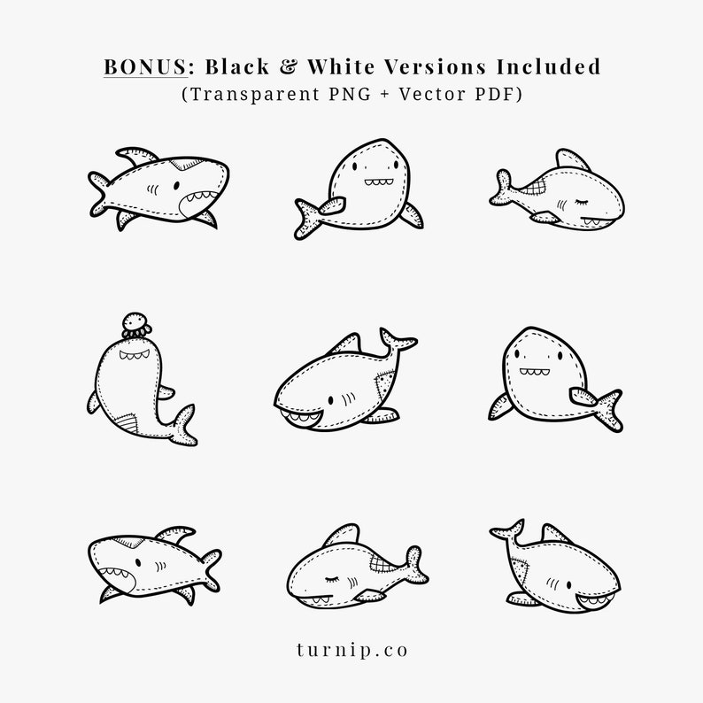 Download Baby Shark Clipart PNG & Vector Cartoon Images Black And ...