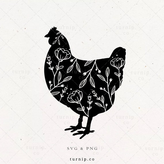 Floral Huhn Svg Clipart Blumen Sublimation Design Hahn Henne Etsy