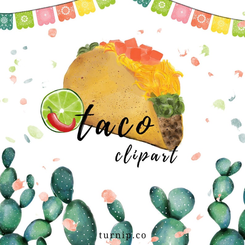 Watercolor Taco Clipart Mexican PNG Cartoon PNG