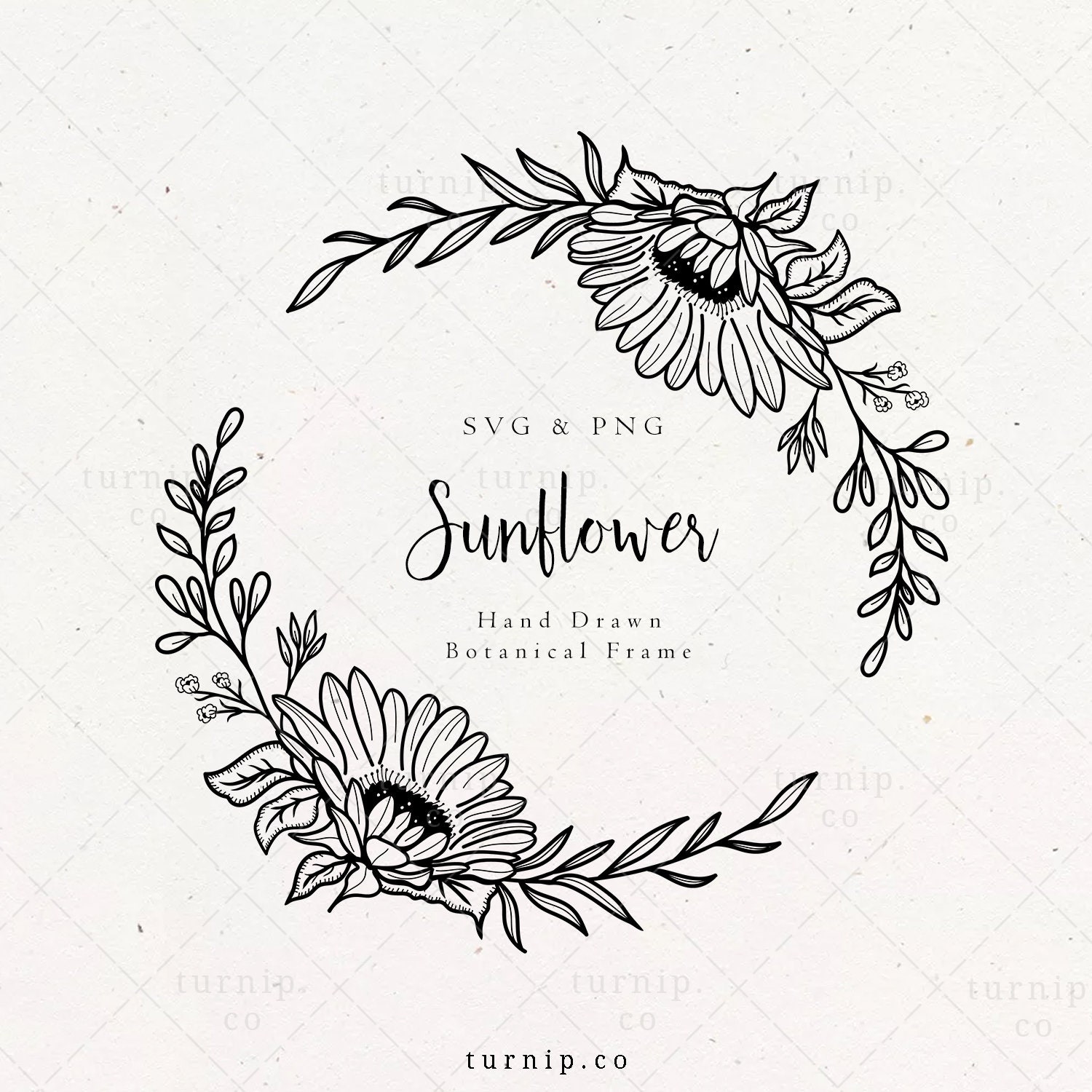 Download Sunflower Wreath Svg Png Clipart Border Frame Half Floral Etsy