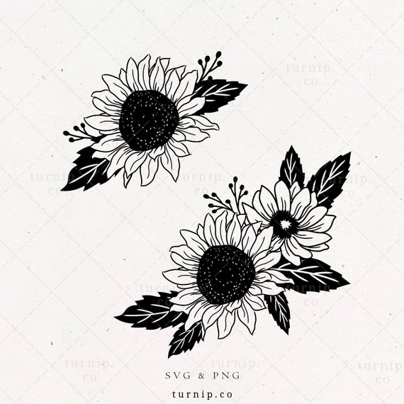 Download Sunflower Bouquet SVG Floral Corner Border Bundle PNG ...