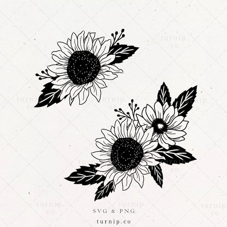 Sunflower Bouquet SVG Floral Corner Border Bundle PNG Wedding image 0