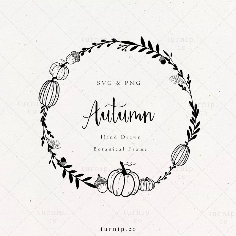 Pumpkin Wreath SVG Thanksgiving Laurel Frame Clipart Autumn | Etsy