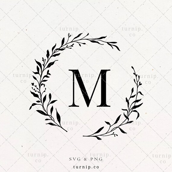 Letter M Monogram Wreath SVG & PNG Clipart Sublimation Graphic Etsy