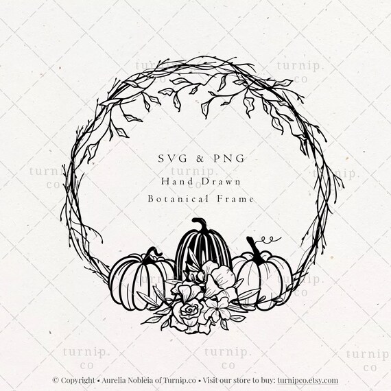 Fall Wreath SVG PNG Clipart Pumpkin Floral Grapevine Frame - Etsy