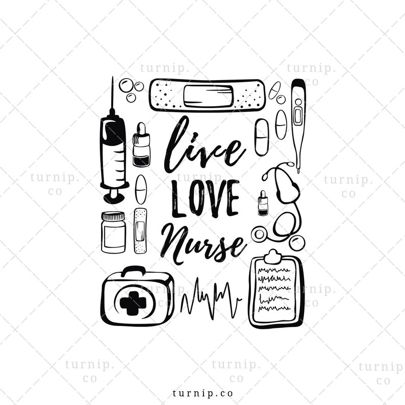 Live Love Nurse Sublimation Clipart PNG Graphic Cartoon PNG