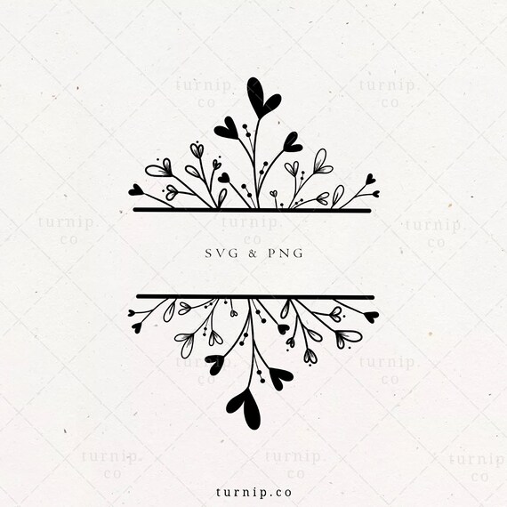 Download Split Wreath Heart Flourish Text Dividers Svg Flower Frame Etsy