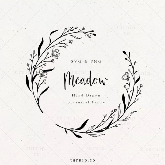 Download Turnip Flower Wreath Svg Wildflower Laurel Frame Png