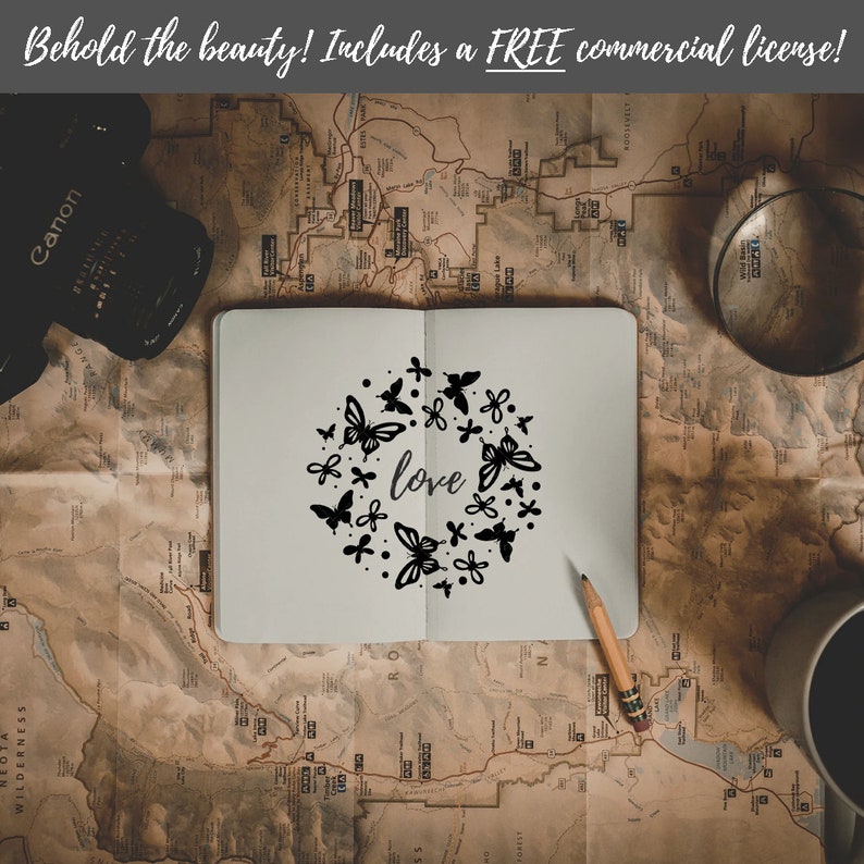 Download Butterfly Frame SVG & PNG Circle Monogram Label Logo ...