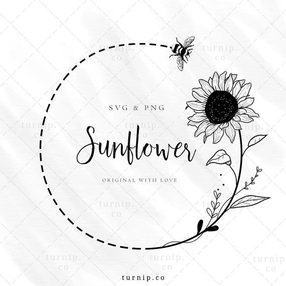 Download Sunflower And Bee Wreath Svg Monogram Frame Floral Border Etsy
