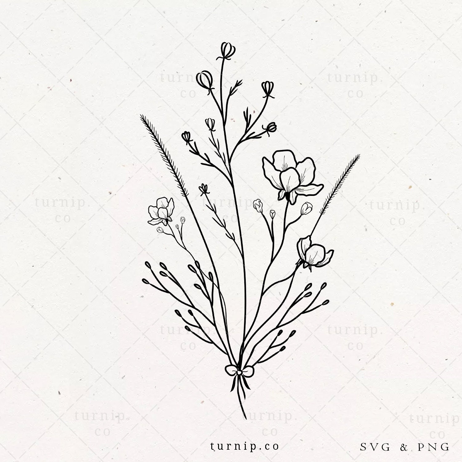 Download Flower Bouquet Svg With Ribbon Floral Bundle Clipart Hand Etsy