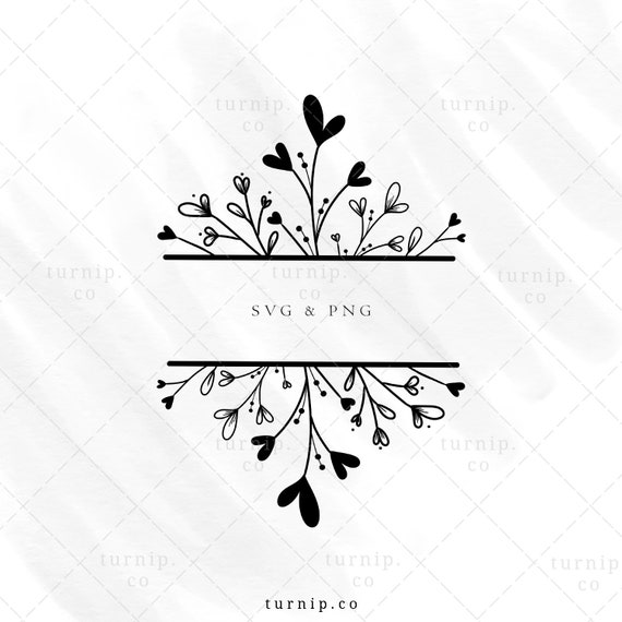 Download Split Wreath Heart Flourish Text Dividers Svg Flower Frame Etsy