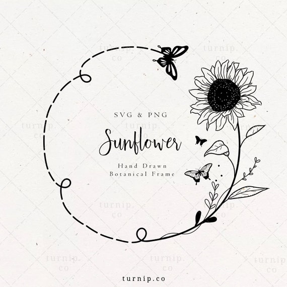 Download Sunflower and Butterfly SVG & PNG Wreath Clipart ...