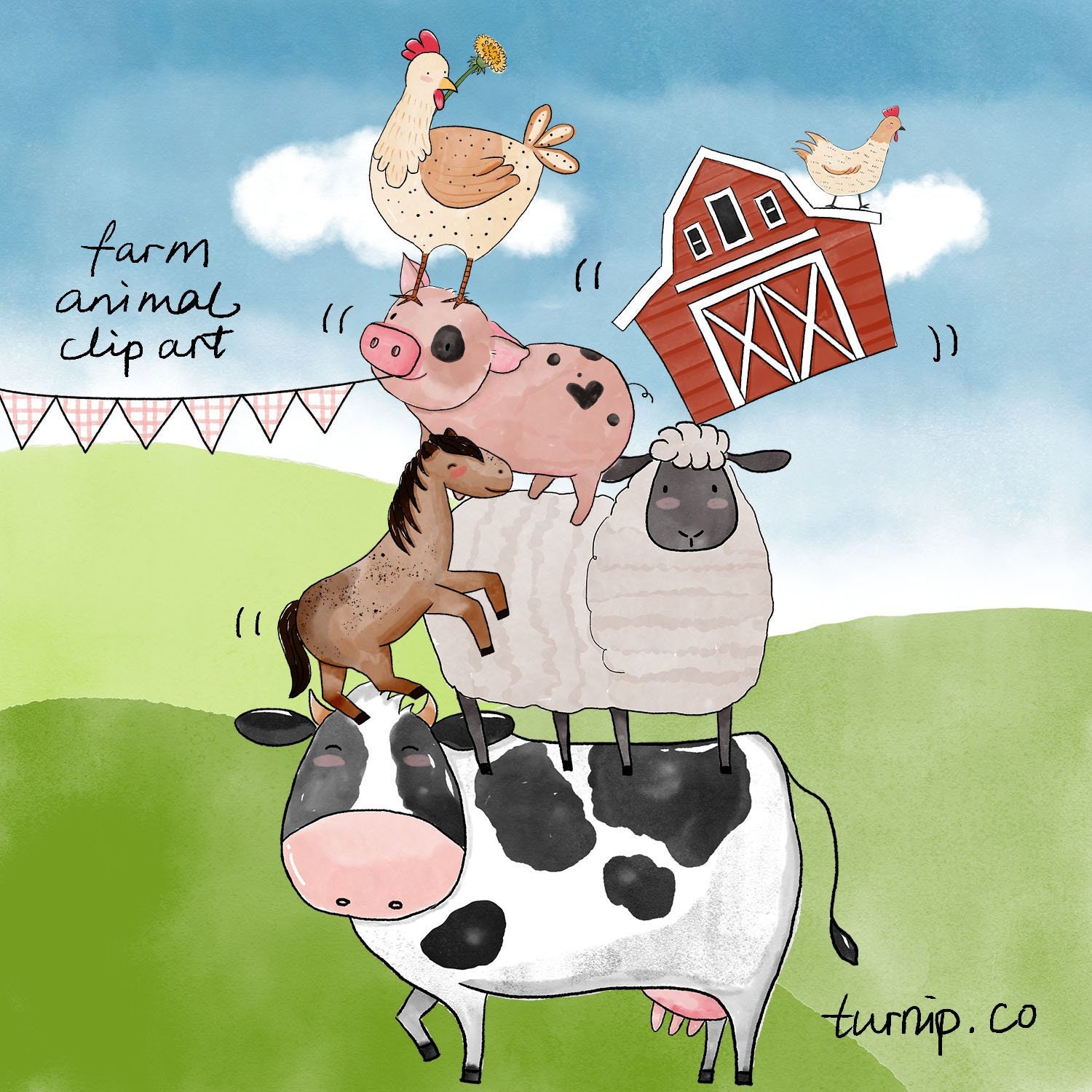 Download 40 Watercolor Farm Animals Clipart For Baby Shower Invitation Etsy