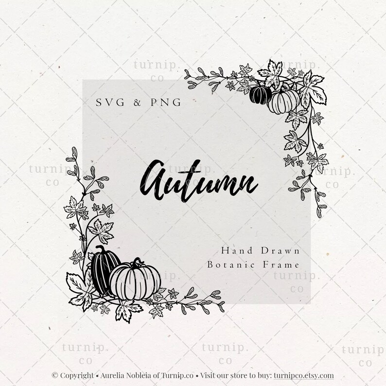 Fall Leaf Border Clipart Black & White SVG PNG Pumpkin Maple - Etsy