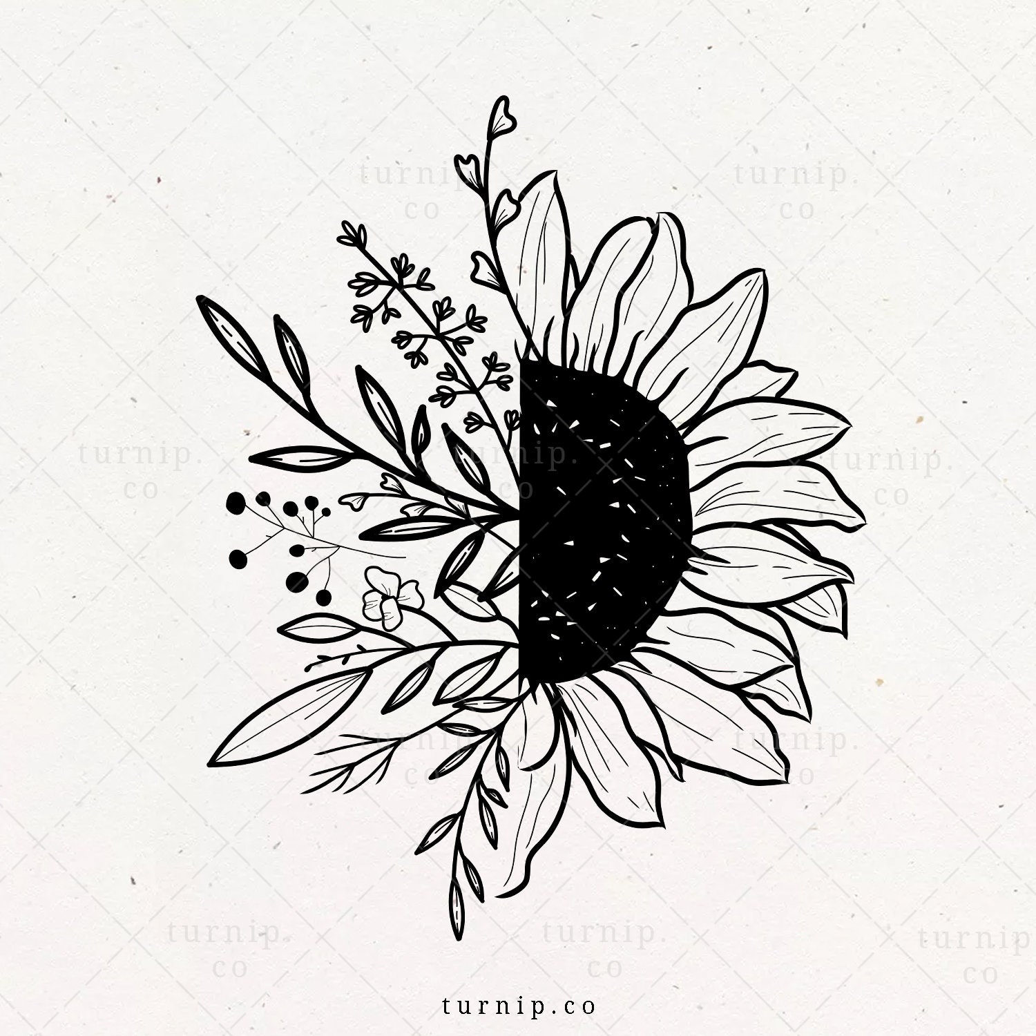 Download Sunflower Svg Flower Clipart Sublimation Half Sunflower With Etsy