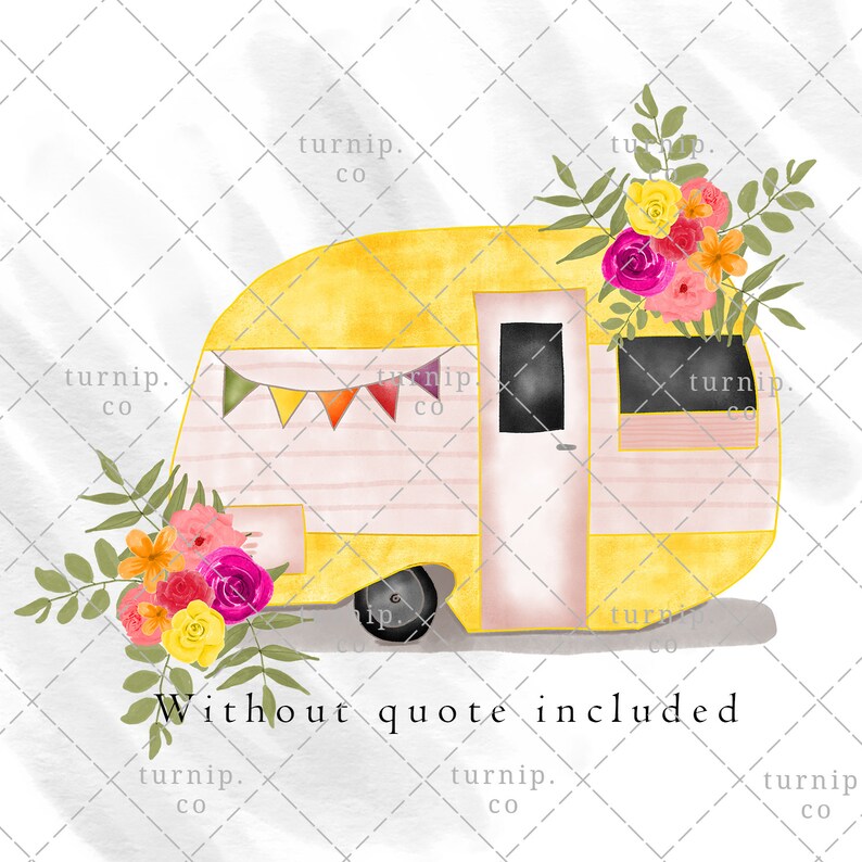 Yellow Happy Camper Clipart Sublimation Watercolor Graphic - Etsy