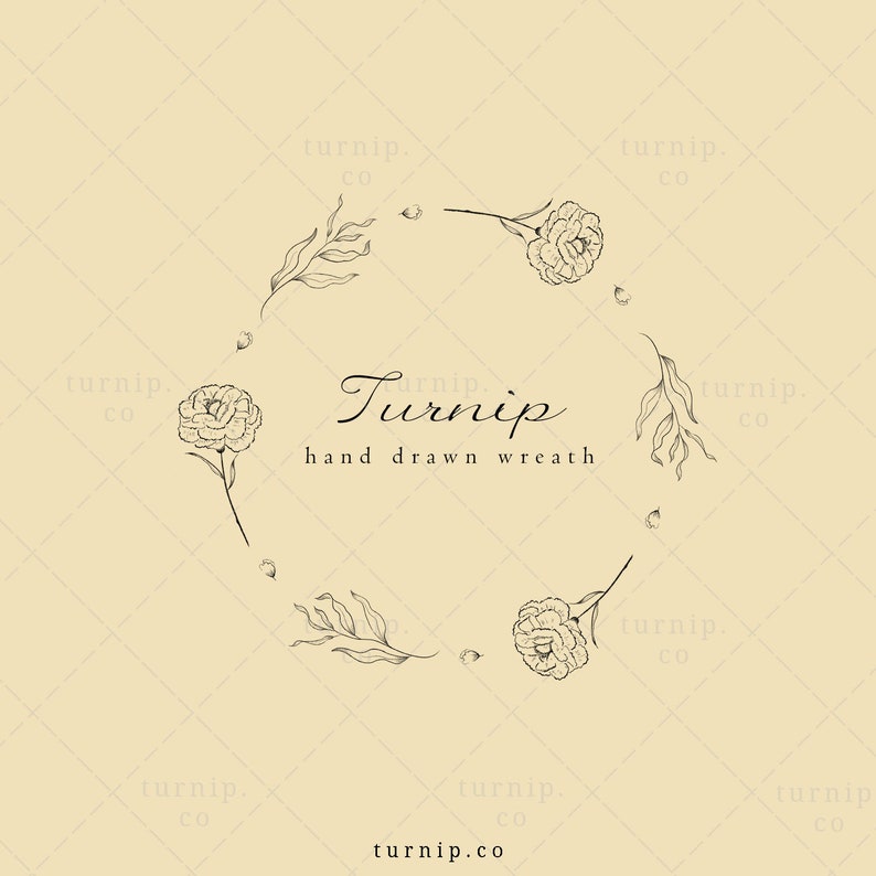 Carnation Wreath Clipart Spring Wreath Clipart Black and Etsy