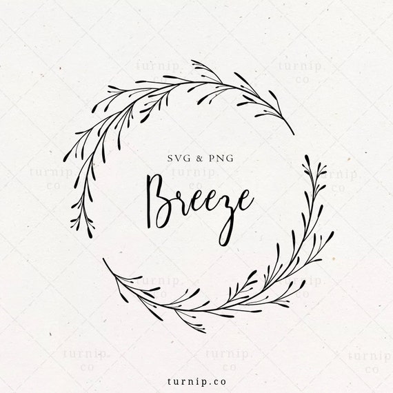 Download Hand Drawn Wreath Svg Simple Laurel Frame Circle Botanical Etsy