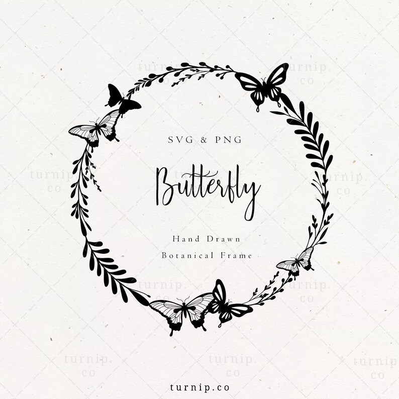 Download Butterfly Wreath SVG Floral Laurel Clipart Wedding Logo | Etsy