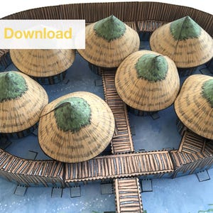 Download Prehistoric Bronze Age River Settlement Paper Model Kit