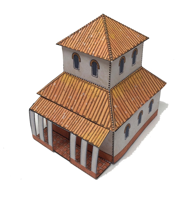 Roman British Temple Paper Model Download image 1