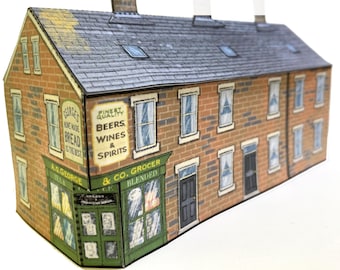 Download Back to Back Houses with Corner Shop Paper Model