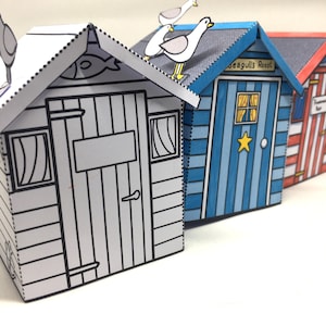 Download Beach Huts Paper Models to Colour