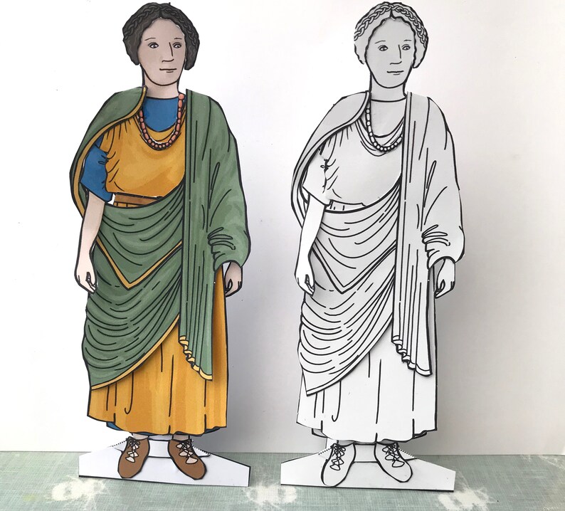 Roman Woman Colour In and Dress Up Paper Doll | Etsy