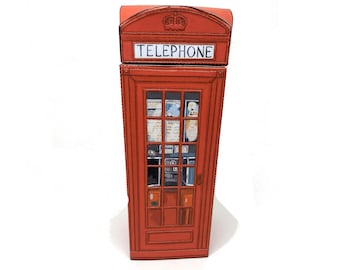 Red British Telephone Box Paper Model Download