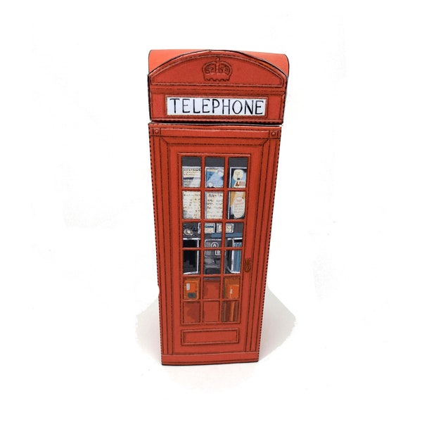 Red British Telephone Box Paper Model Download