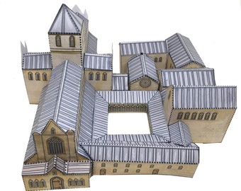 Monastero medievale ritaglia e crea il download del modello di carta