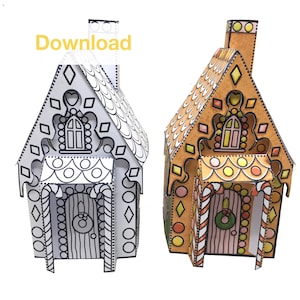 Download Gingerbread House Paper Model colour and make