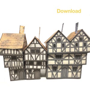 Descargar maqueta de papel de casas medievales de madera