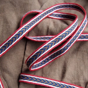 Tablet woven linen trim, Viking trim,  Anglo-Saxon trim, tablet weave, tablet weaving border, medieval clothes, Viking clothes