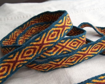 Tablet woven belt, card woven band, woven braid, viking belt, medieval belt, Brettchenborte, tablet weaving, tablet weave, patern A05e