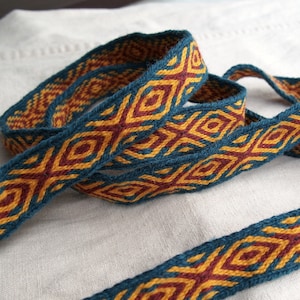 Tablet woven belt, card woven band, woven braid, viking belt, medieval belt, Brettchenborte, tablet weaving, tablet weave, patern A05e