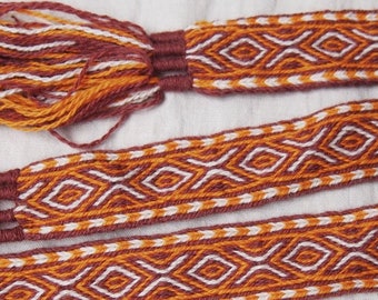 Tablet woven belt, card woven band, woven braid, viking belt, medieval belt, Brettchenborte, tablet weaving, tablet weave, patern A10d